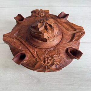 Grolla Traditional Italian Friendship Drinking Vessel 4 Spouts Wood Handcarved